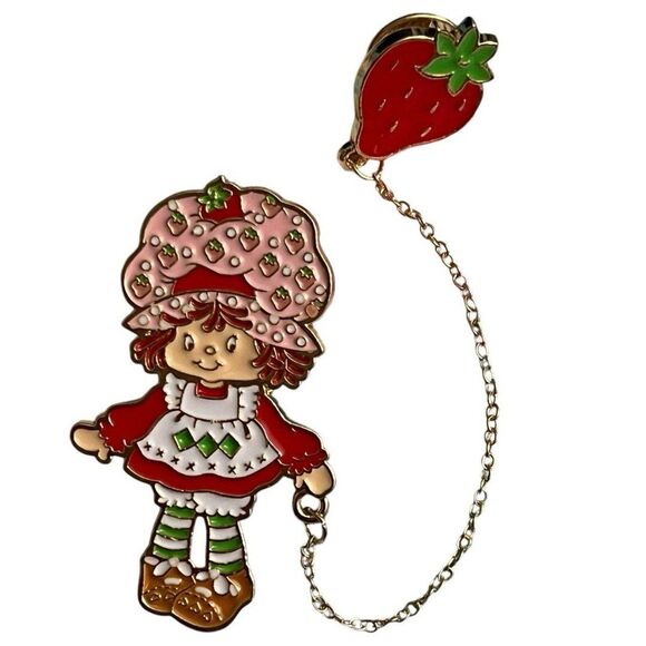 Officially Licensed Strawberry Shortcake Gold Chain Double Enamel Pins - Picture 10 of 11